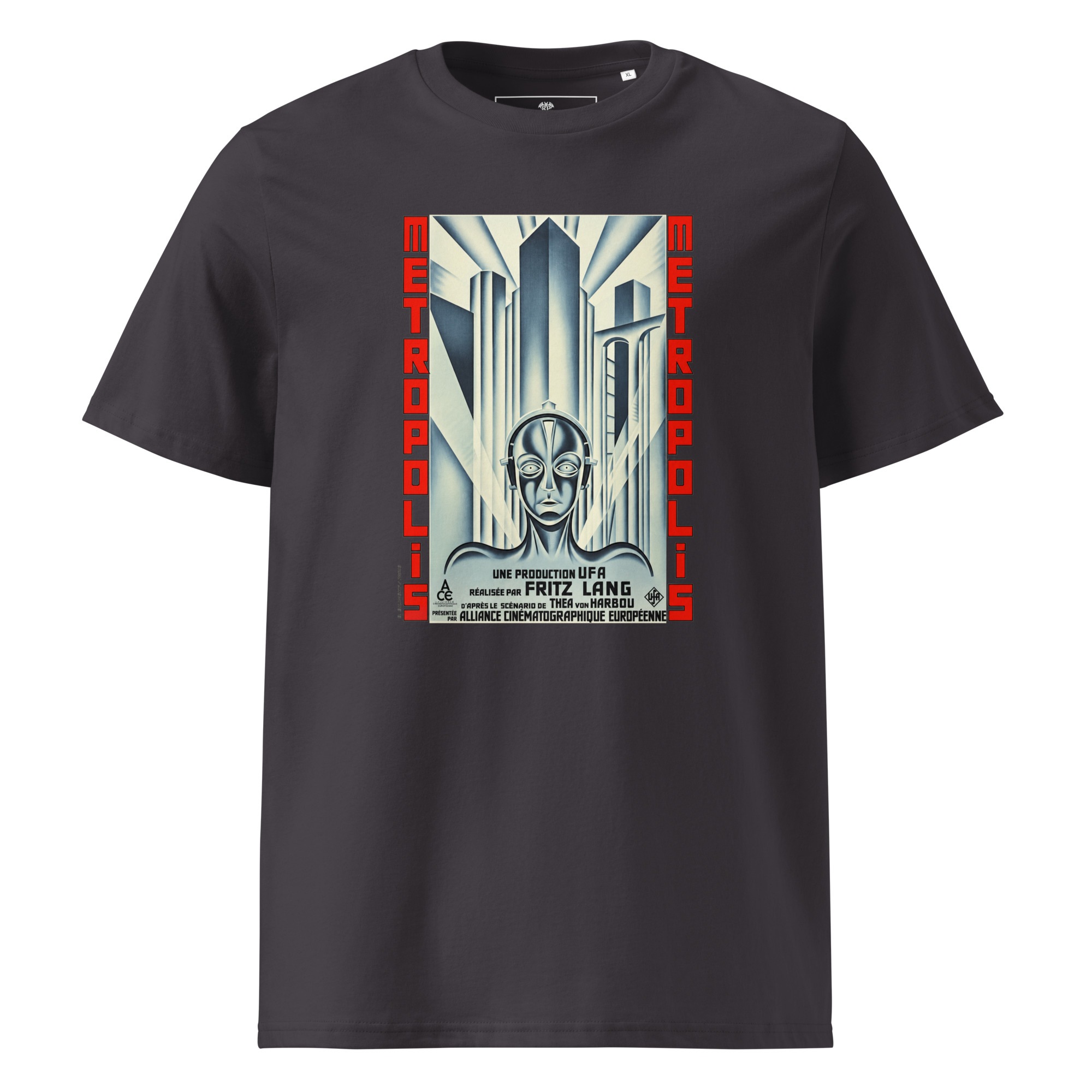 Metropolis T-Shirt mit dem seltenen Filmplakat von Boris Bilinsky (1927) in Anthracite.