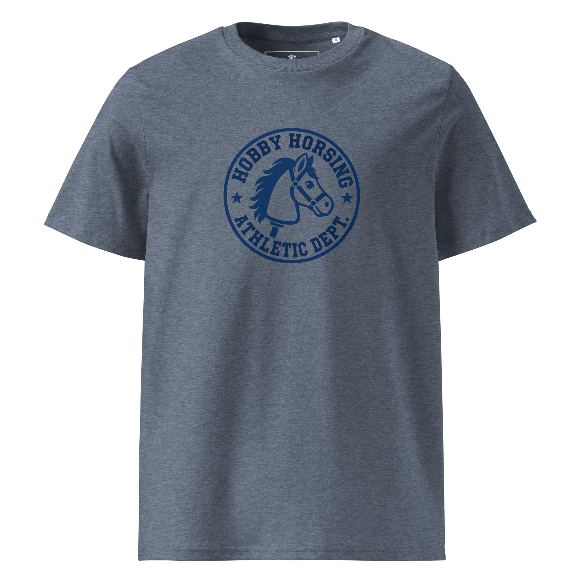 Hobby Horse T-Shirt im Retro College Style in Heather Blue