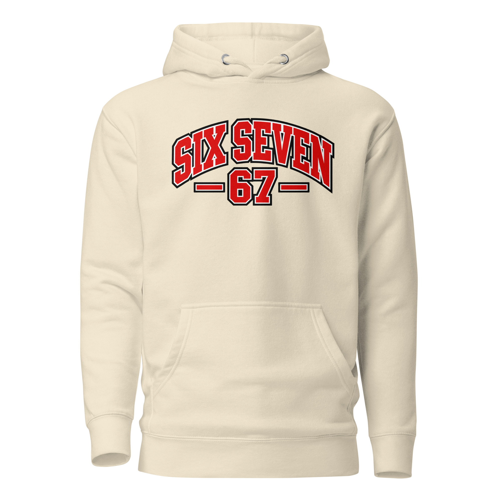 67 Hoodie – Six Seven Frontprint im College-Style – Bild 13