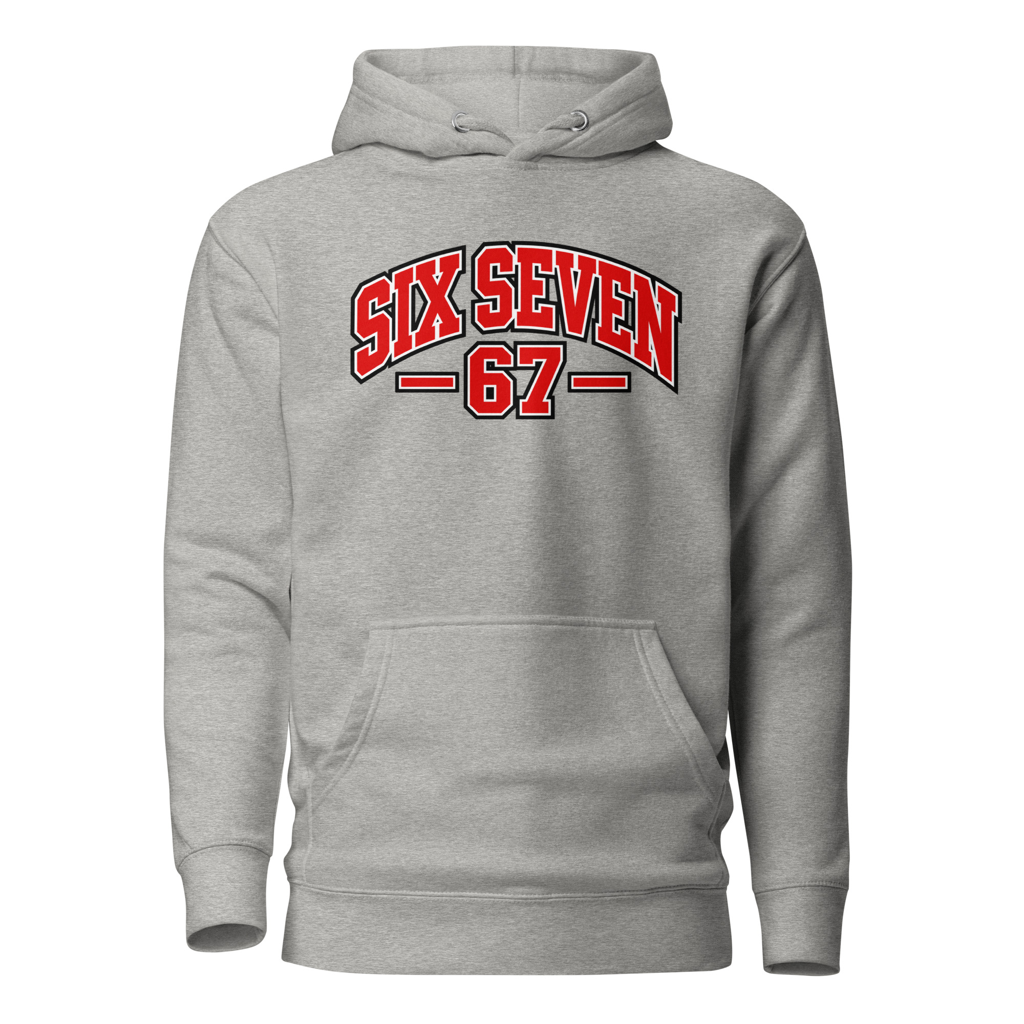 67 Hoodie – Six Seven Frontprint im College-Style – Bild 9