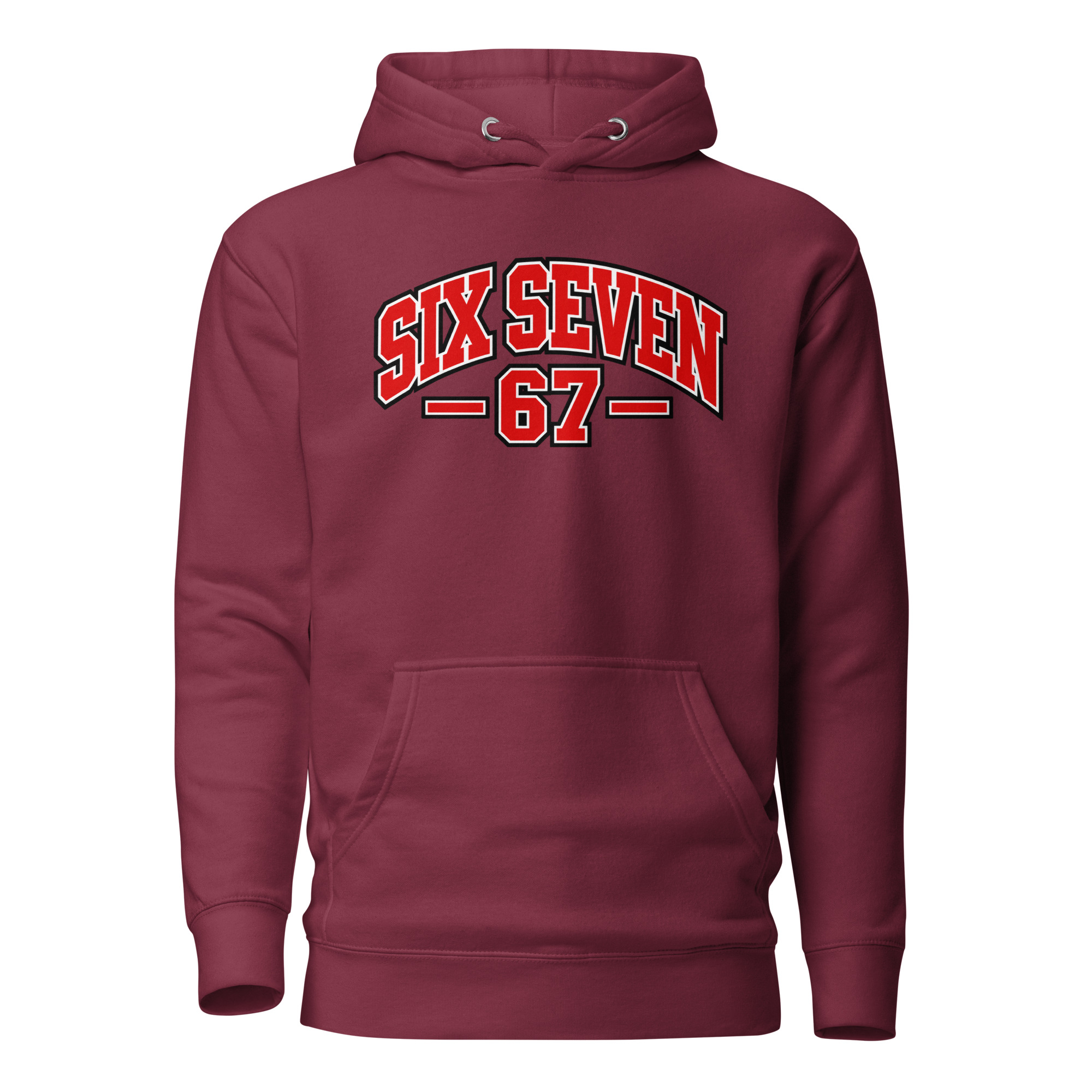 67 Hoodie – Six Seven Frontprint im College-Style – Bild 3