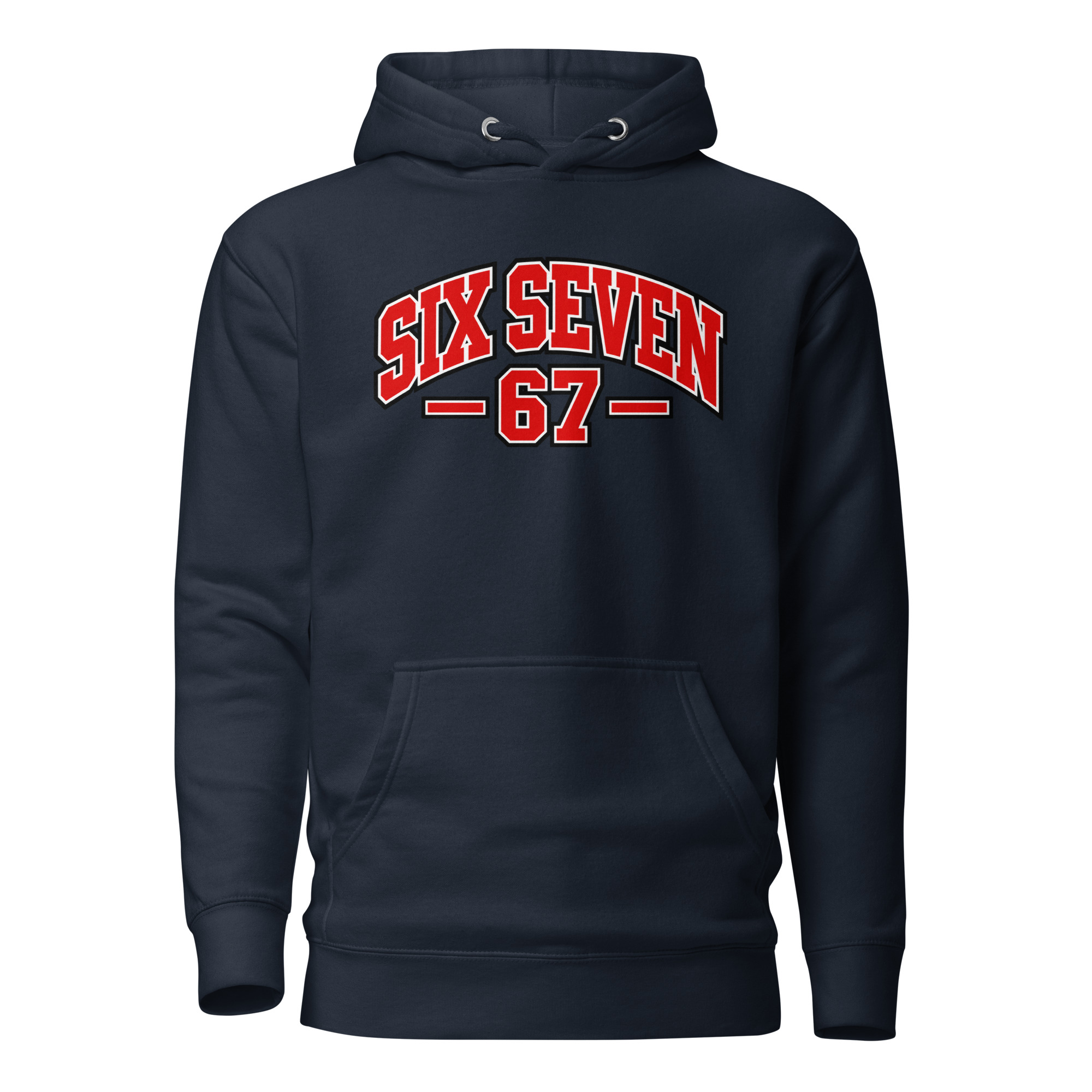 67 Hoodie – Six Seven Frontprint im College-Style – Bild 2