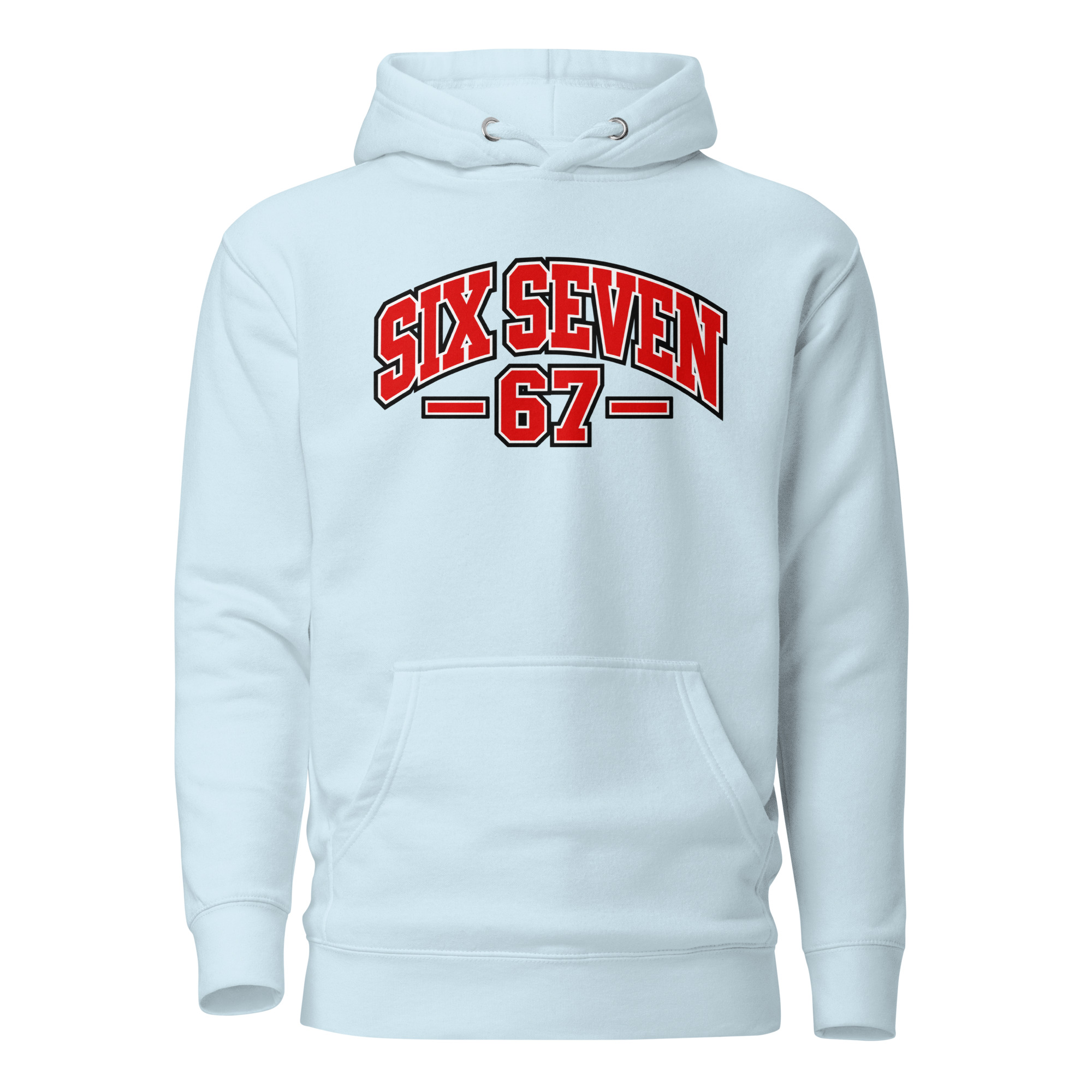 67 Hoodie – Six Seven Frontprint im College-Style – Bild 12