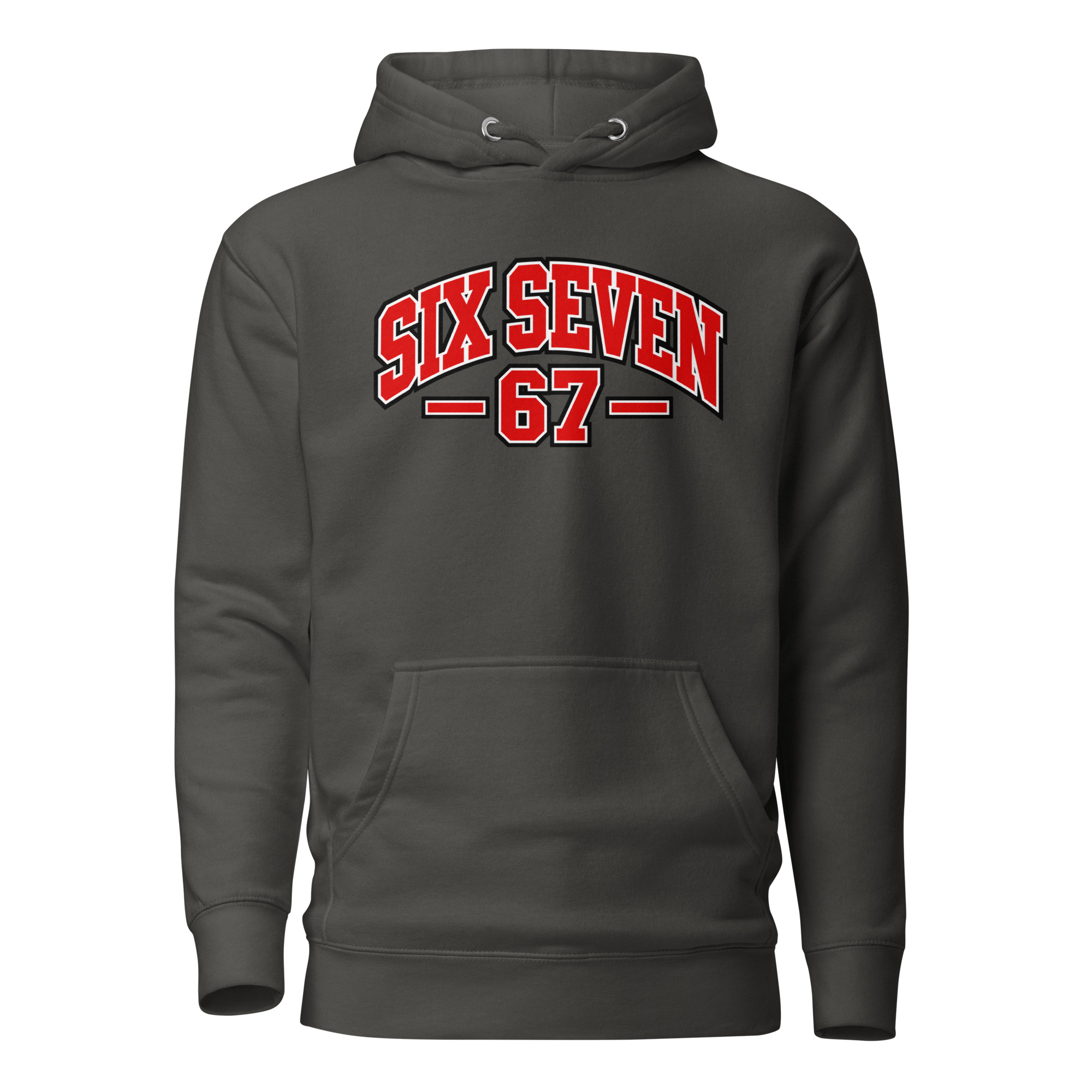 67 Hoodie – Six Seven Frontprint im College-Style – Bild 4