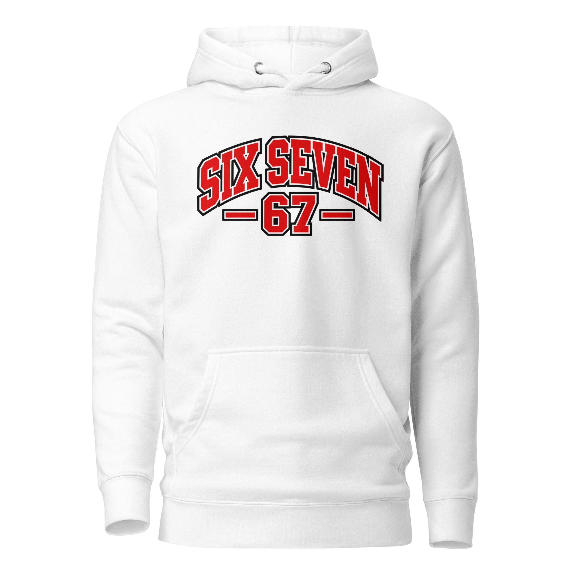 67 Hoodie – Six Seven Frontprint im College-Style – Bild 14